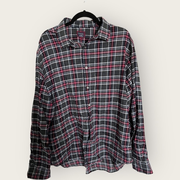 UNTUCKit Shirt Men's 2XL Long Sleeve Flannel Gray Red Warm 100‎ Cotton✅ - Picture 1 of 3